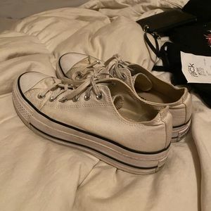 low platform white converse